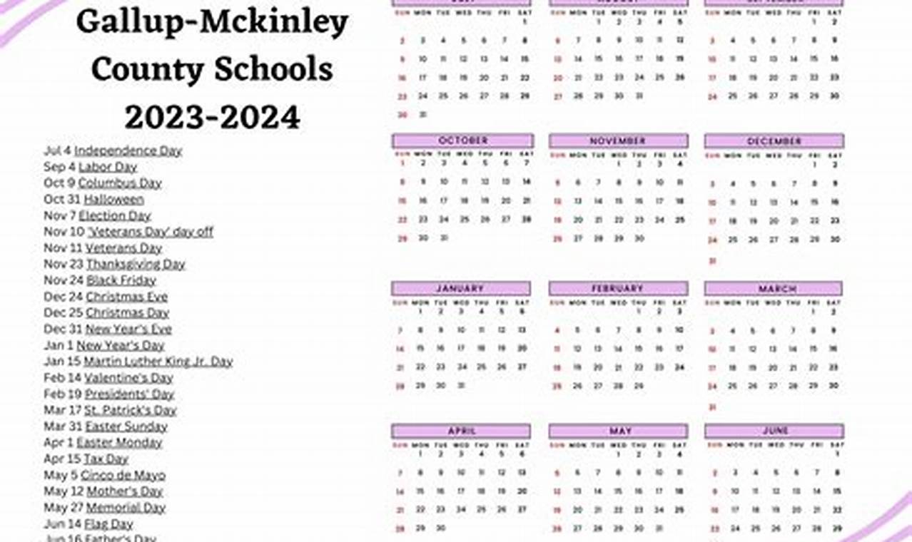 202324 Gallup McKinley County Schools Calendar & Key Dates